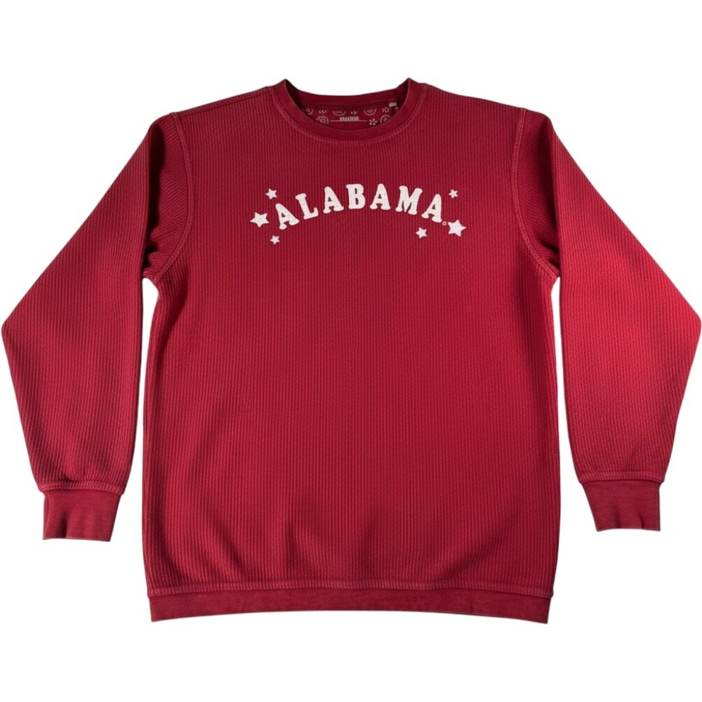 Alabama Crimson Tide Corduroy Pullover Medium Red Cotton Ribbed Sweatshirt Stars